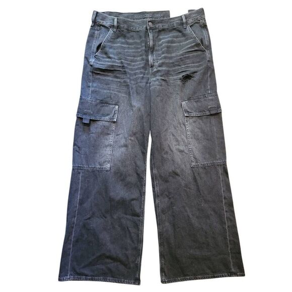 NWT American Eagle Jeans Women's 18W Black Super High Rise Baggy Wide Leg - Picture 1 of 4